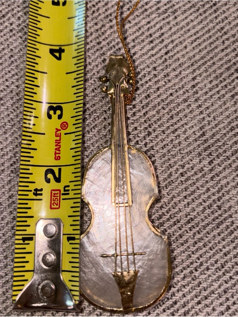 Gold & Capiz shell Violin or guitar? Ornament set of 2
